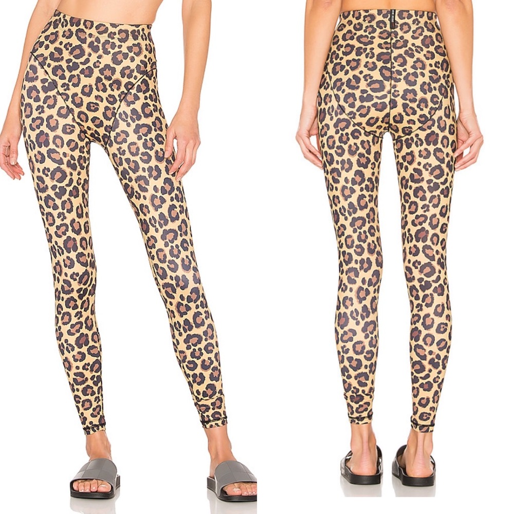 Leopard Print High-Waist Leggings - Beige/Black